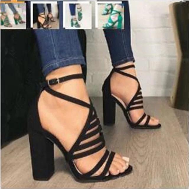 Cut Buckle High Heels Strap Shoes - Sí Fashions