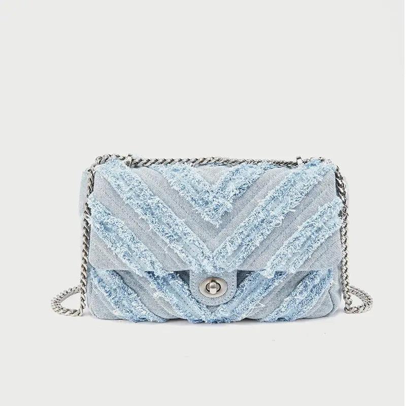 Blue Denim Chain Bag - Sí Fashions