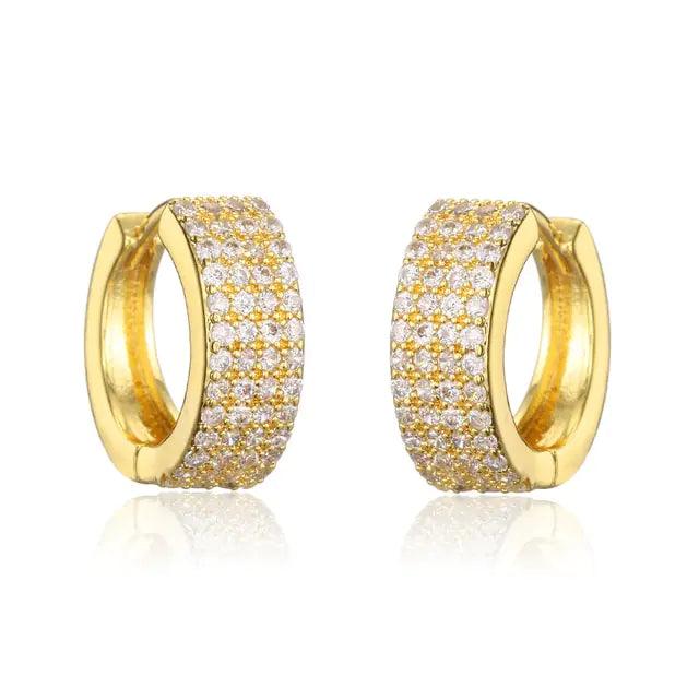 Gold Plated Zircon Cross X Hoop Earrings for Woman - Sí Fashions