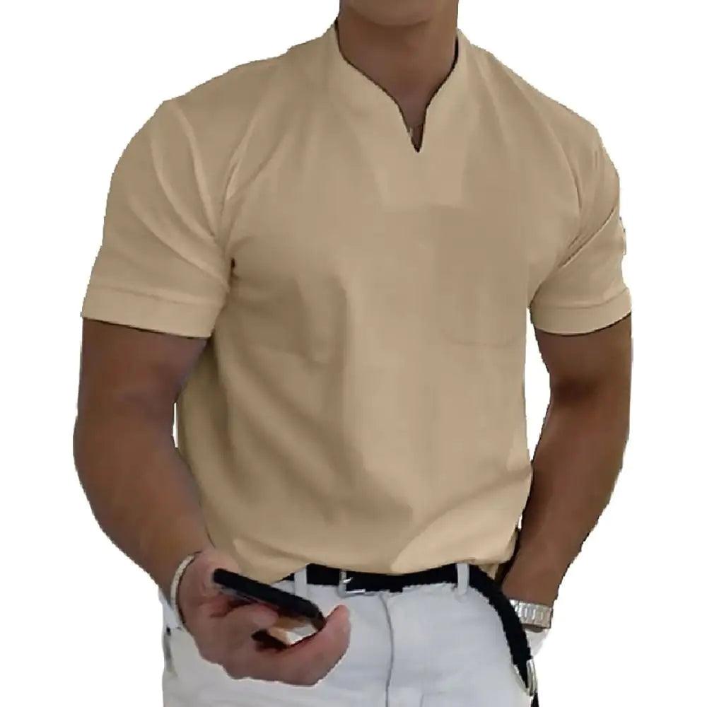 Men's Summer Casual Short Sleeve V-Neck Shirt - Sí Fashions