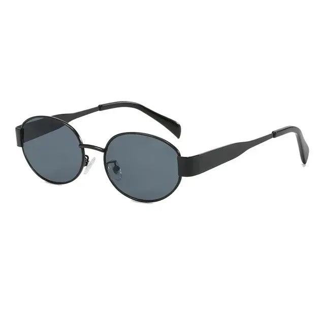 Small Metal Frame UV-Blocking Oval Sunglasses - Sí Fashions