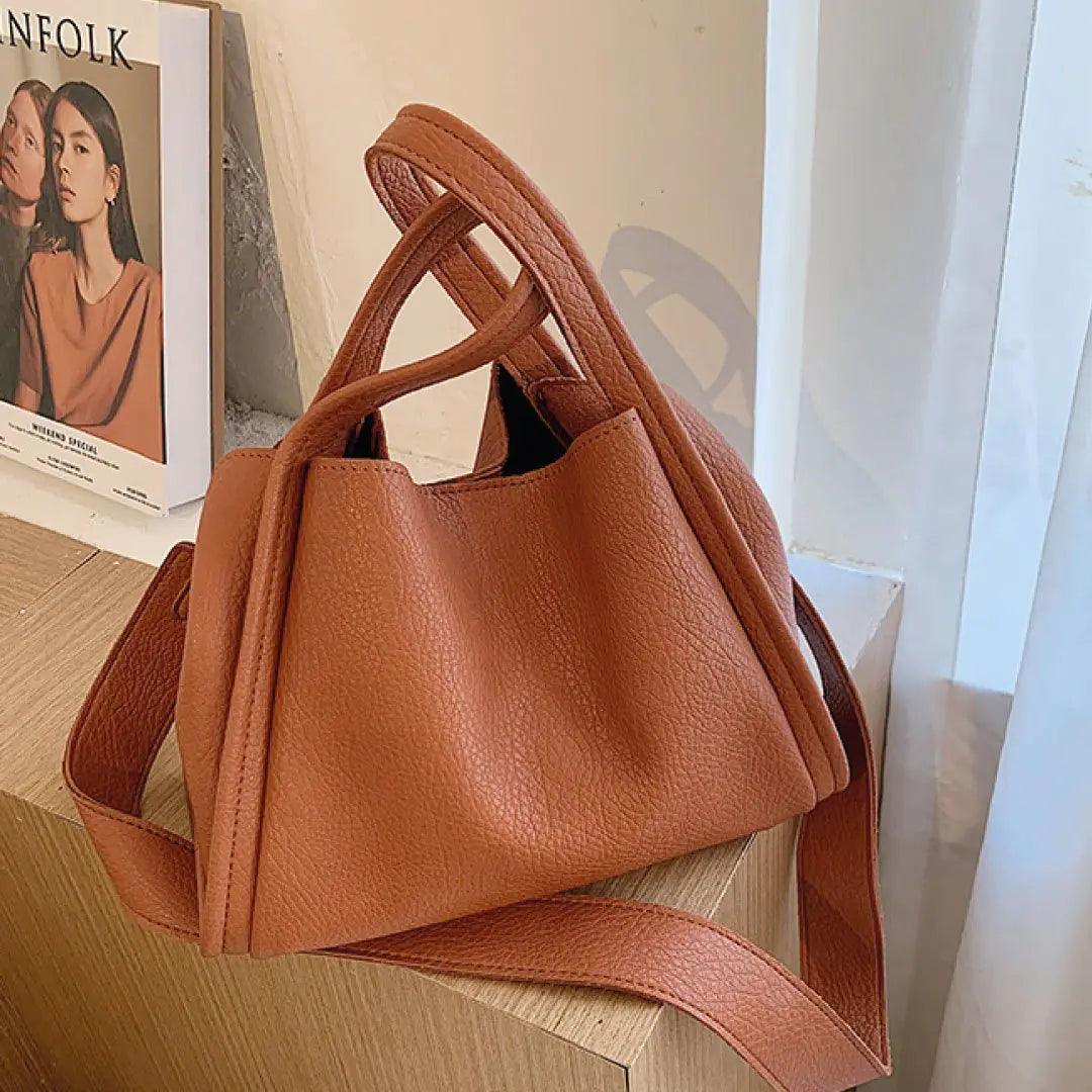 Petite Vegan Leather Handbag with Unique Handle Design - Sí Fashions