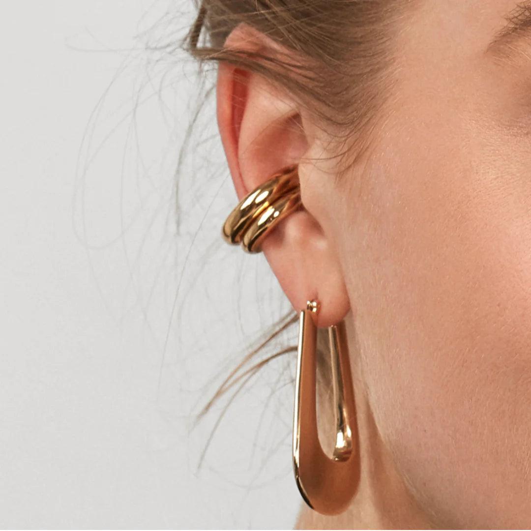 Gold Plated Tommy Ear Cuffs - Stylish Non-Pierced Ear Clips - Sí Fashions