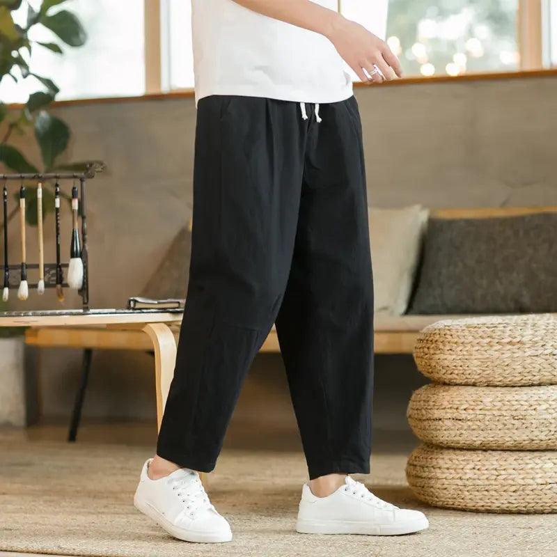 Summer Men's Cotton Linen Casual Pants Breathable Streetwear - Sí Fashions