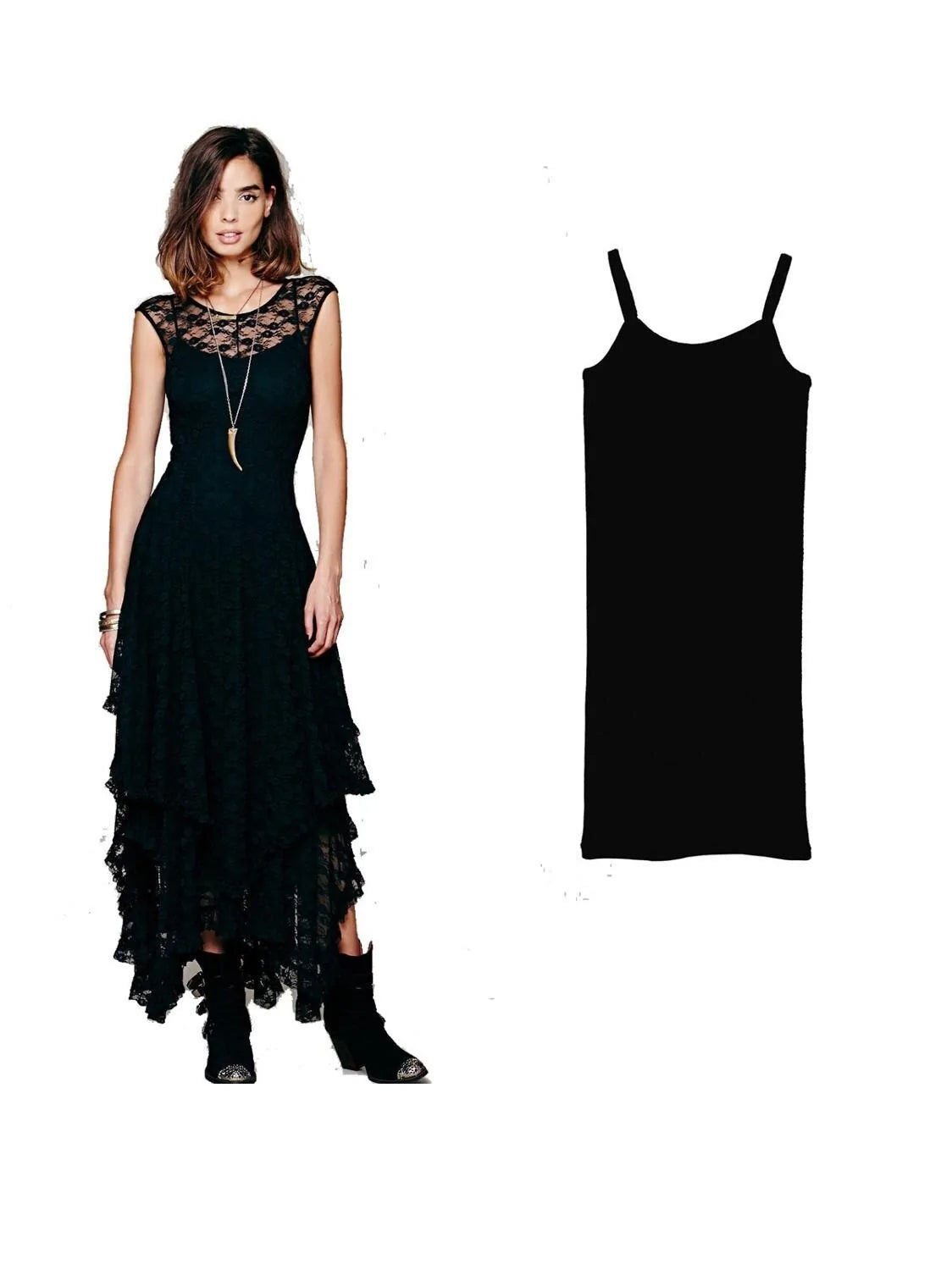 Asymmetric Hem Lace Dress