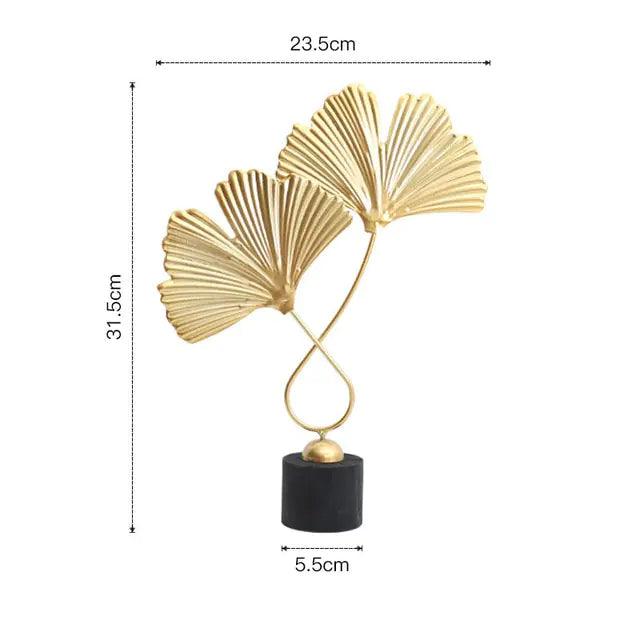 Nordic Gold Ginkgo Metal Leaves Sculpture - Sí Fashions