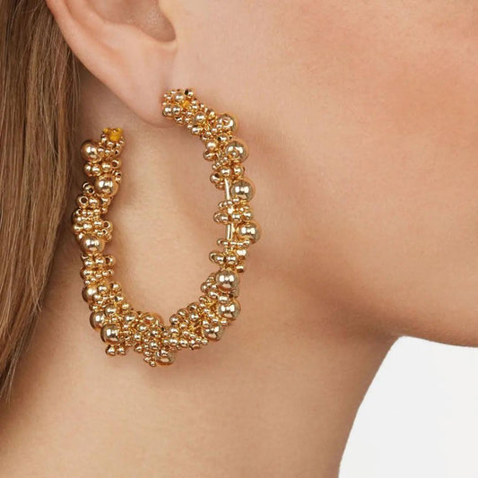 Pamela Round Gold Bead Earrings - Sí Fashions