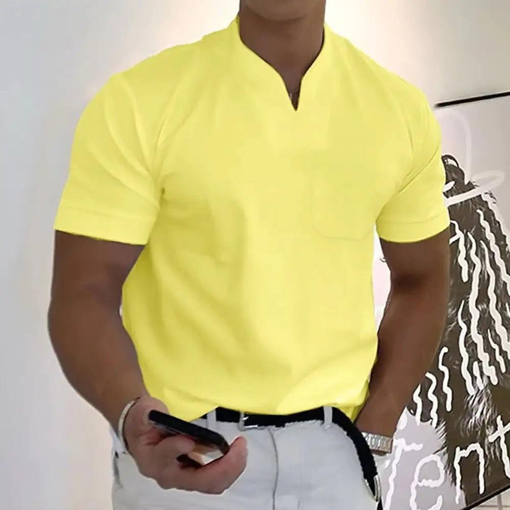 Men's Summer Casual Short Sleeve V-Neck Shirt - Sí Fashions