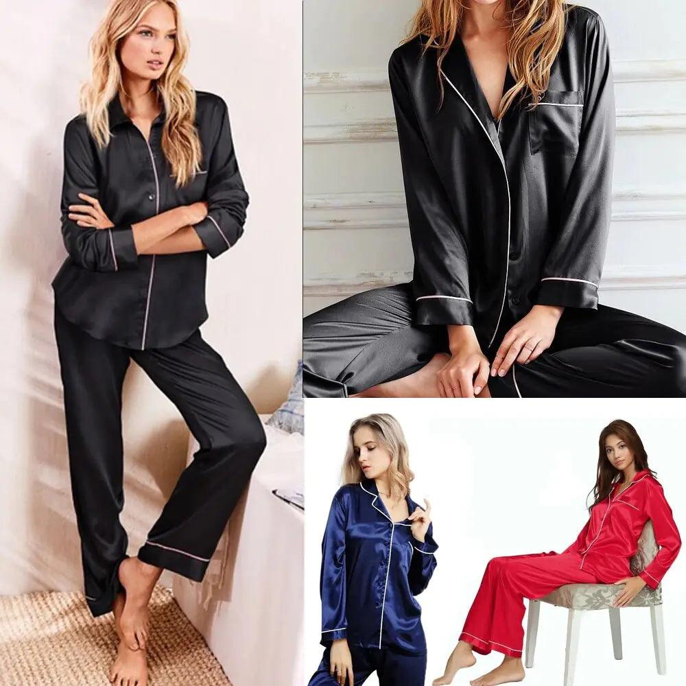 New Elegant Women Satin Pajamas Set - Sí Fashions