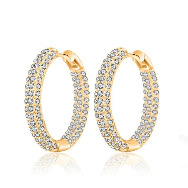 Gold Plated Zircon Cross X Hoop Earrings for Woman - Sí Fashions