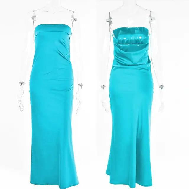 Satin Evening Club Maxi Dress - Sí Fashions