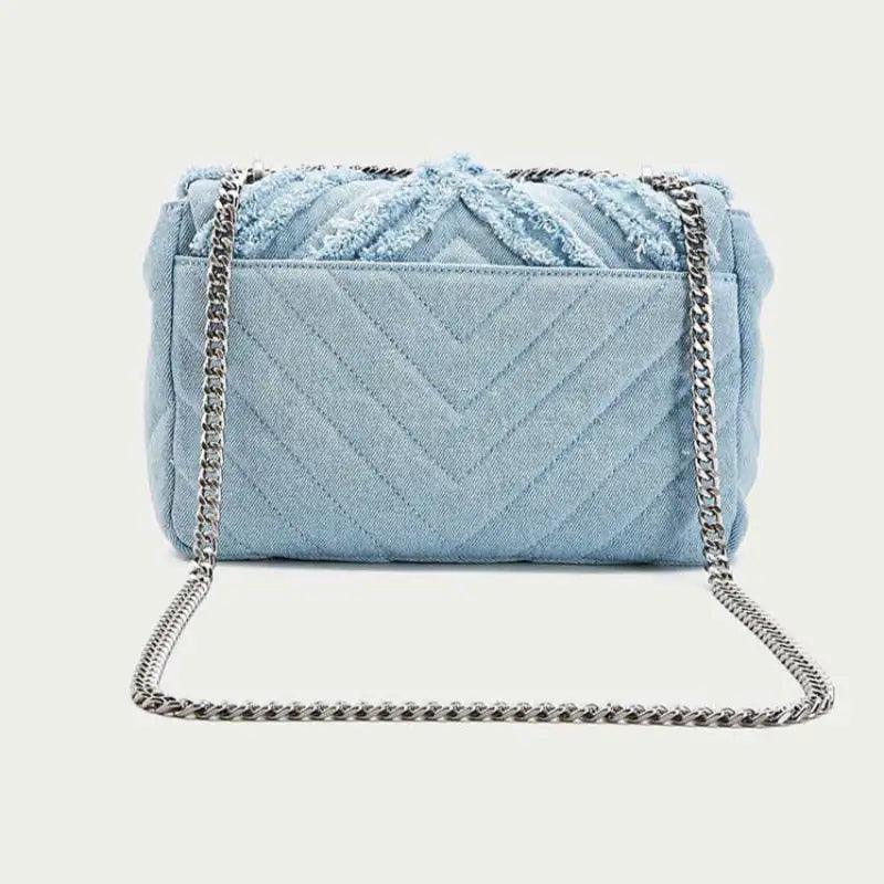 Blue Denim Chain Bag - Sí Fashions