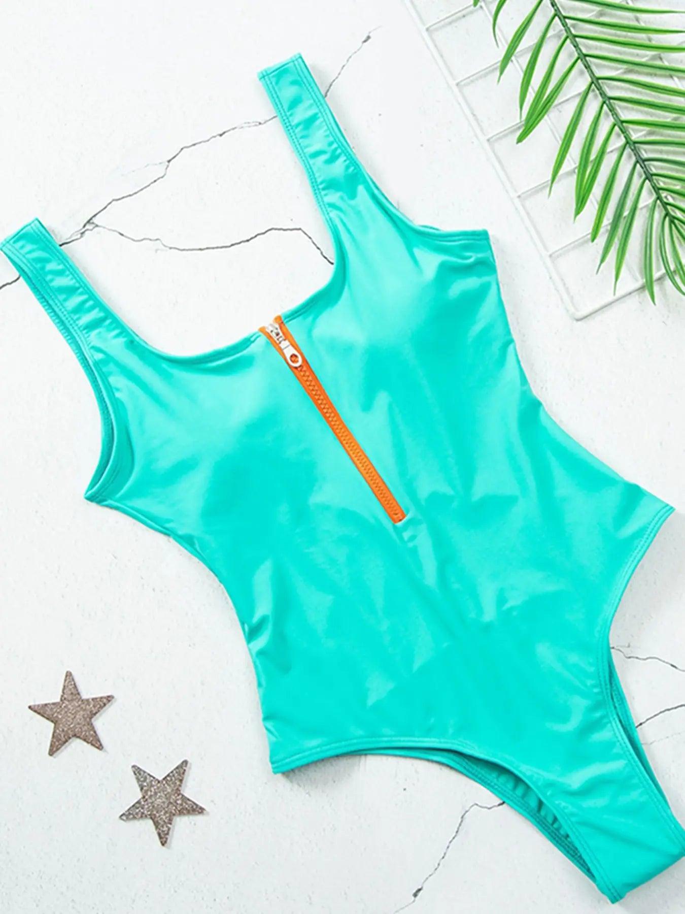 Sexy Zipper One Piece Swimsuit - Sí Fashions