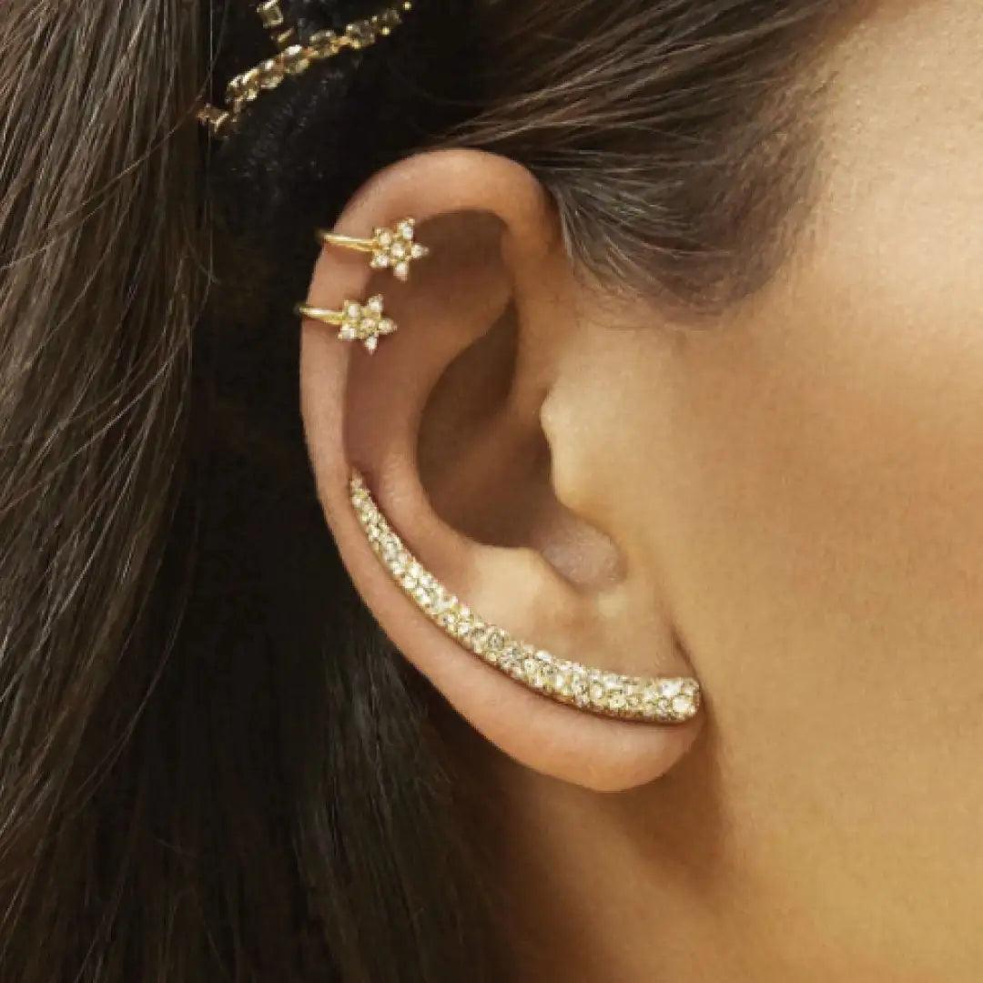 Delicate Rhinestone Dhalia Ear Cuffs - Set of 2 - Sí Fashions