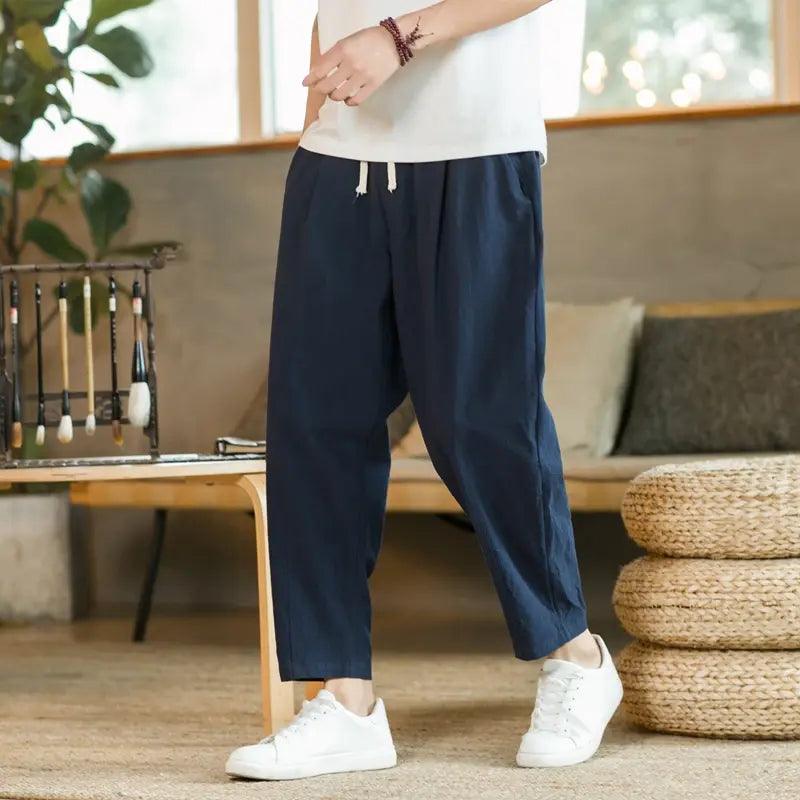 Summer Men's Cotton Linen Casual Pants Breathable Streetwear - Sí Fashions