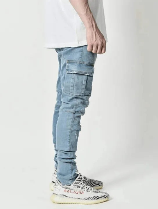 Skinny Jeans with Side Pockets and Feet for Men