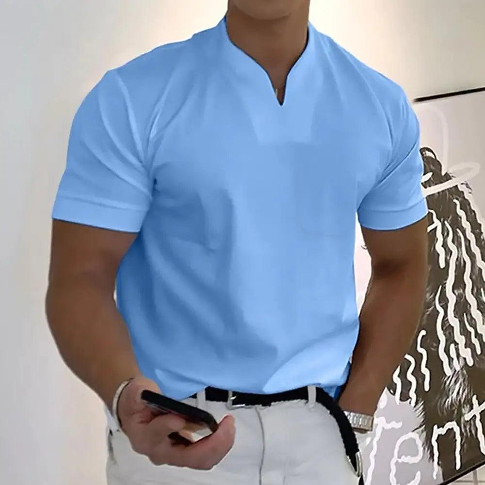 Men's Summer Casual Short Sleeve V-Neck Shirt - Sí Fashions