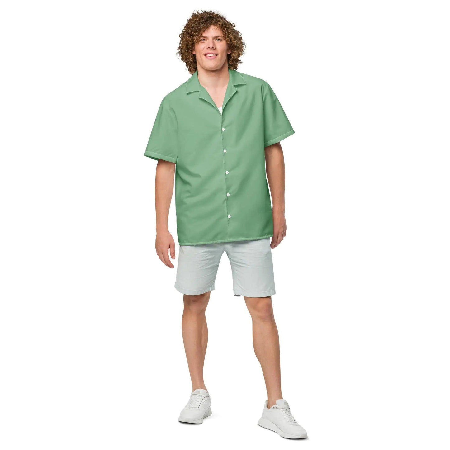 Men's Palm Green Button Shirt - Sí Fashions