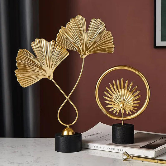 Nordic Gold Ginkgo Metal Leaves Sculpture - Sí Fashions