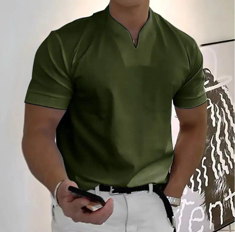 Men's Summer Casual Short Sleeve V-Neck Shirt - Sí Fashions