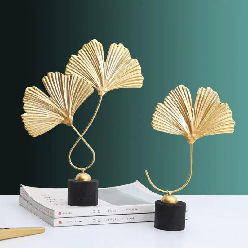 Nordic Gold Ginkgo Metal Leaves Sculpture - Sí Fashions