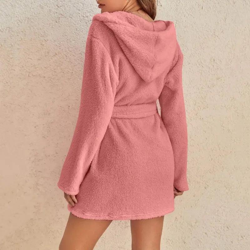 Women Hooded Fleece Bathrobe - Sí Fashions