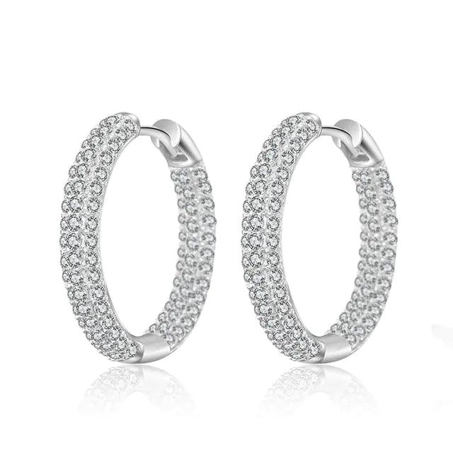 Gold Plated Zircon Cross X Hoop Earrings for Woman - Sí Fashions