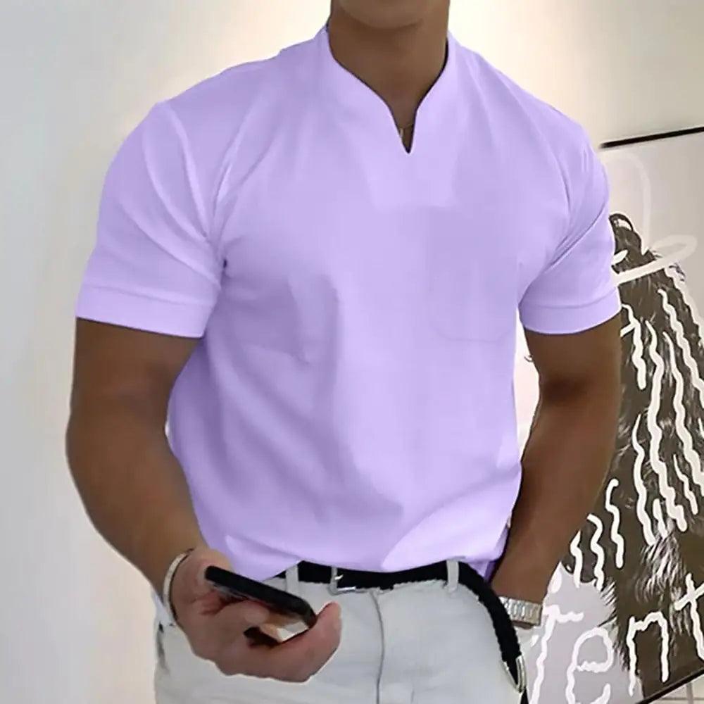 Men's Summer Casual Short Sleeve V-Neck Shirt - Sí Fashions