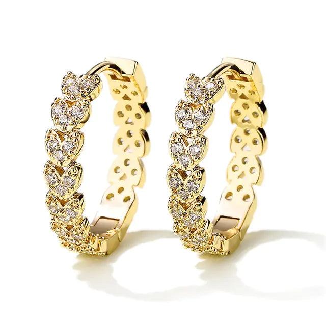 Gold Plated Zircon Cross X Hoop Earrings for Woman - Sí Fashions